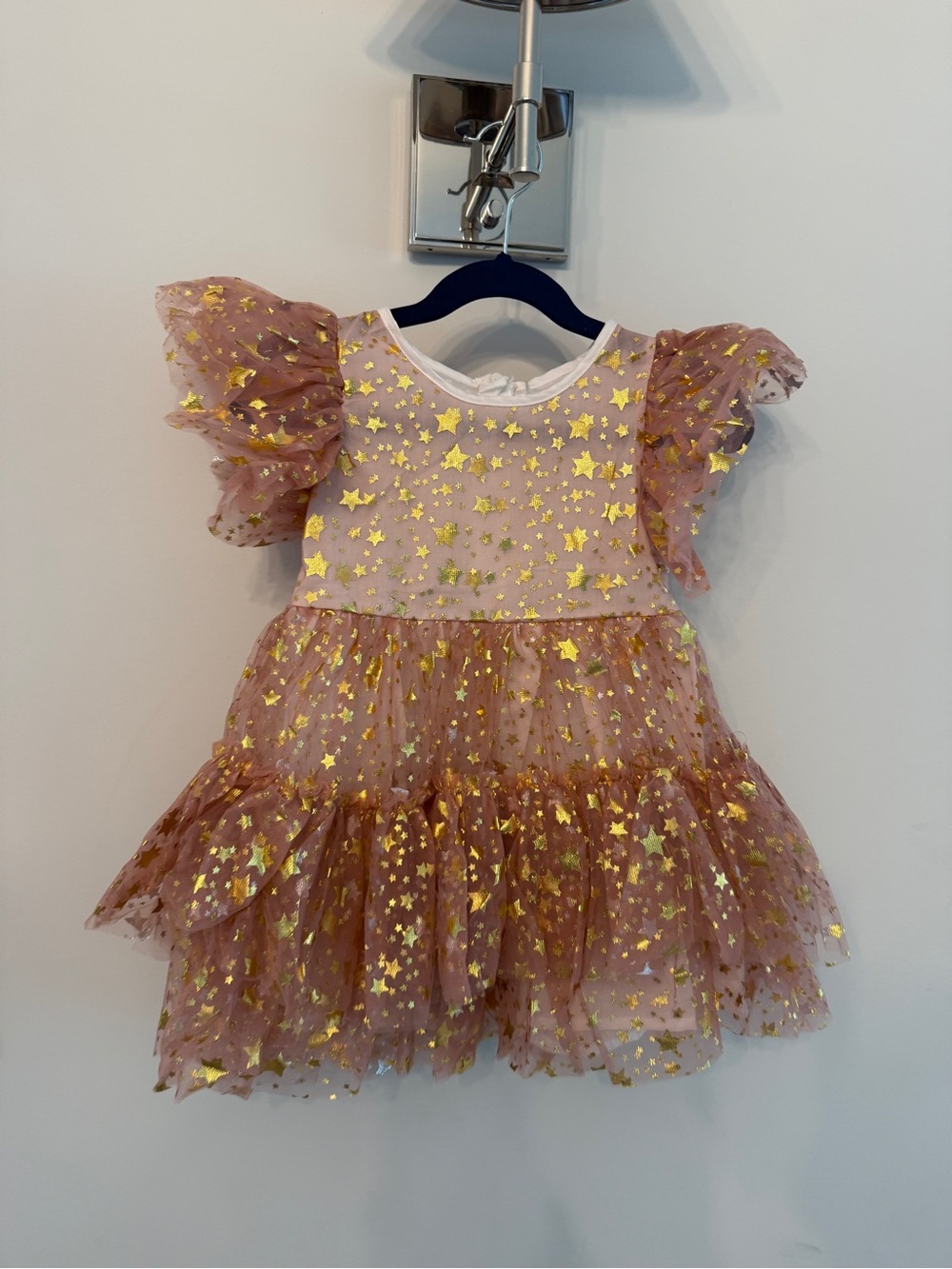 Lola + The Boys Pink Dress with Gold Star Detail